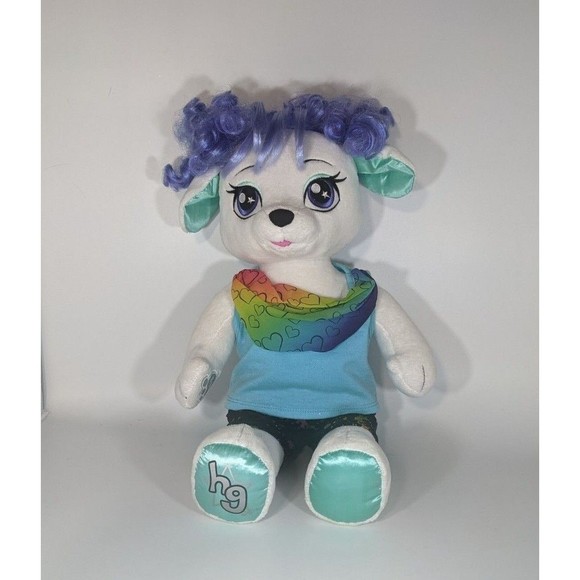 Other - Build A Bear Honey Girls Stella Purple Hair White Poodle Dog Plush Doll w/outfit